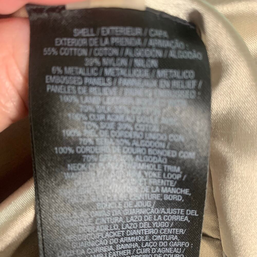 ELIE TAHARI Sz S Beige Jacket Lamb Leather, Silk, Removeable Inner Collar Lined